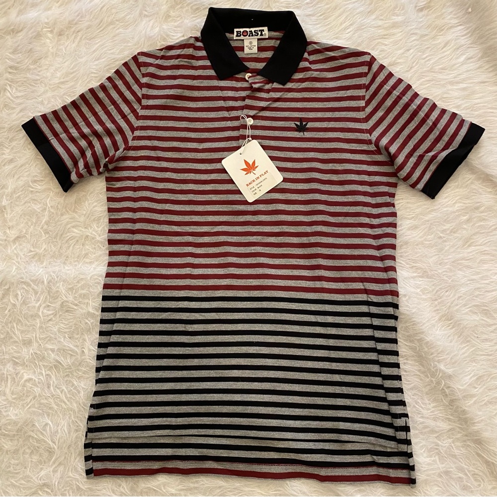 Boast NWT cotton pique stripe polo shirt tennis golf shirt size M